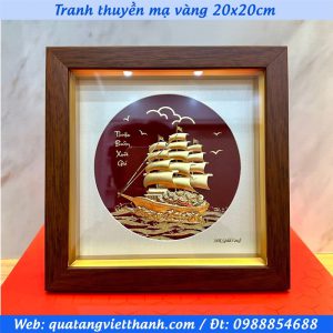 Tranh Thuận Buồm Xuôi Gió mạ vàng/dát vàng 20x20cm